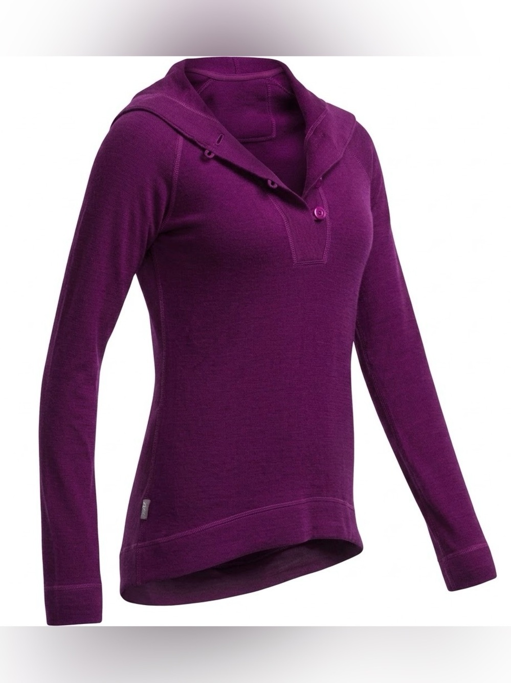 Icebreaker Size M Crave Hooded Merino Wool Sweater Pullover Henley Purple